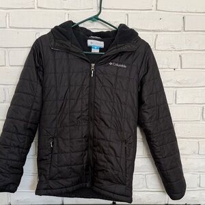 Kids Black Sherpa fleece lined full zip Columbia Jacket. Size Large.